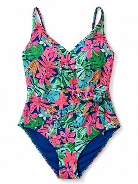 Member’s Mark Tropical Floral Tummy Control One Piece Swimsuit L NWT
